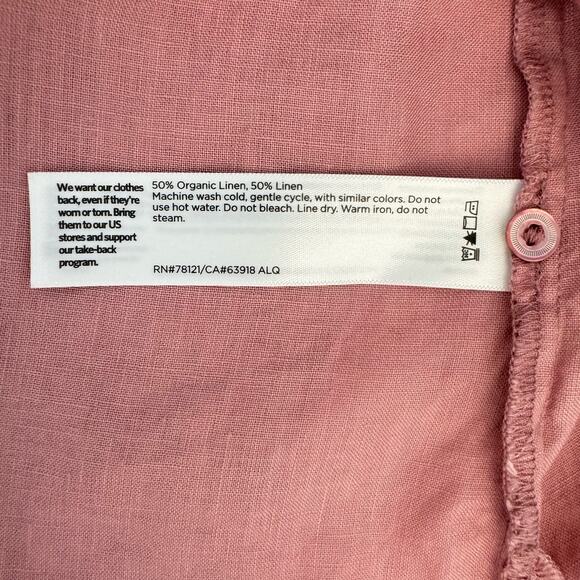 Eileen Fisher Organic Linen Blend Long Sleeve Button Up Shirt Blouse Pink L - Picture 10 of 10